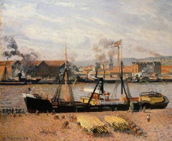 卡米耶 畢沙羅 Port of Rouen, Unloading Wood 卡米耶 畢沙羅 Port of Rouen, Unloading Wood